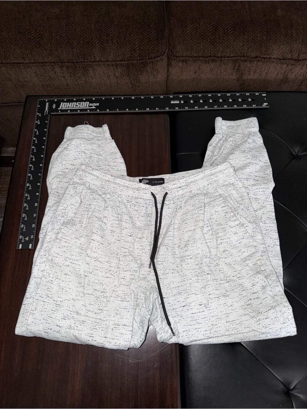 Brooklyn Cloth Speckled Light Gray Jogger Pants with Black Drawstring